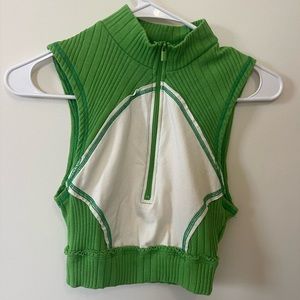 Green and white crop top